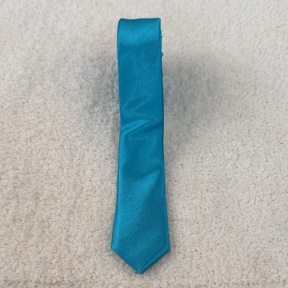 Men's Teal Satin Tie - Classic Solid Neckwear